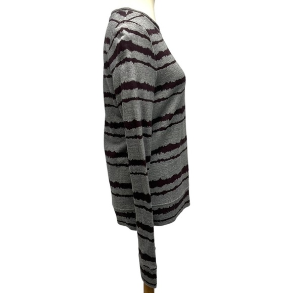 A.L.C. Conlo Gray & Brown Cotton Blend Striped Pullover Sweater Women’s Large - Picture 7 of 13